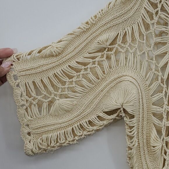 Lilian XL Women's Crochet Short Sleeve Open Knit Sweater Cream - Picture 12 of 17